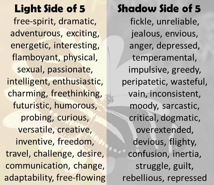 The Light Side and Shadow Side of the 5 vibration