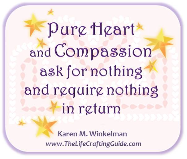 Pure Heart & Compassion on a pink heart background